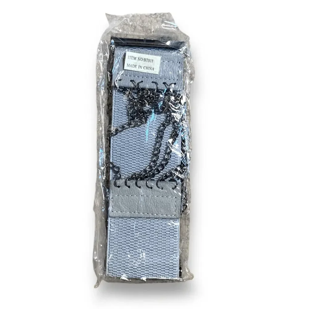 Vintage Y2K Gray Leather Layered Chain Belt Festival Statement Edgy Accessory